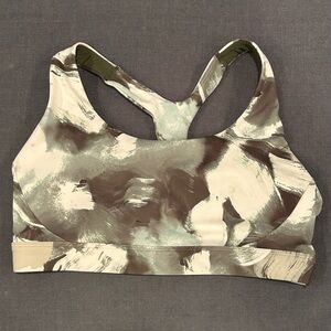 Athleta Abstract Print Sports Bra - Green and Brown